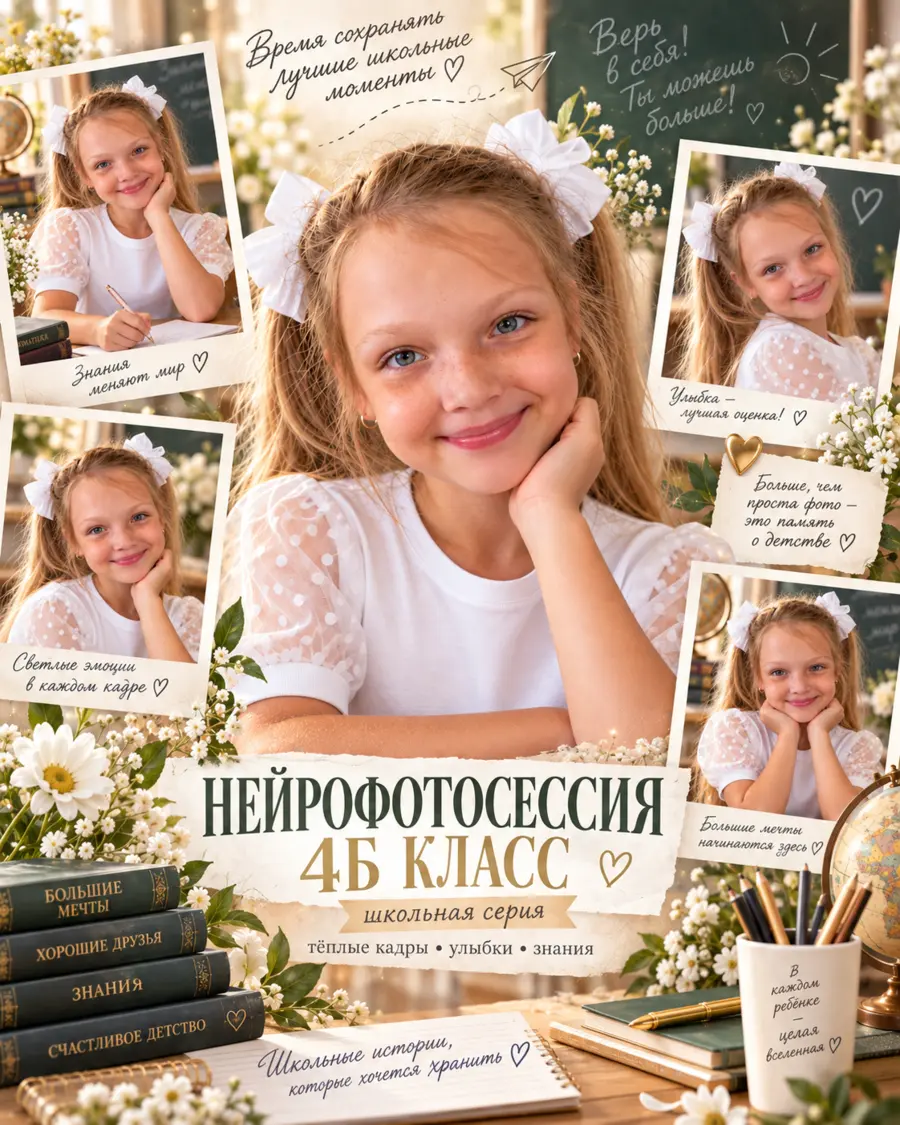 Школьная нейрофотосессия девочки четвёртого класса